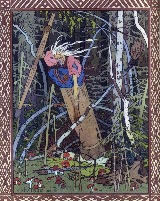 Baba Yaga, illustrated by Ivan Bilibin for Vasilisa the Beautiful, 1900
