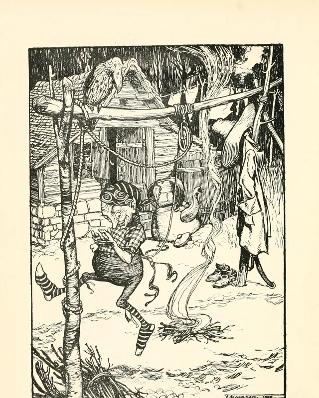 Rumpelstiltskin, illustrated by Arthur Rackham for The Fairy Tales of the Brothers Grimm, Doubleday Page, 1916