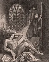 The Creature, illustrated by Theodor von Holst for Frontispiece to Frankenstein, Colburn & Bentley, 1831